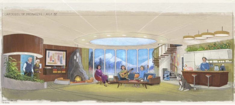 Arte conceitual de uma das cenas da atualização do Carousel of Progress
