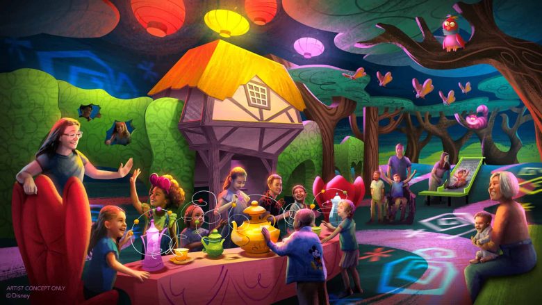 Arte conceitual do Drawn to Wonderland no The Magic of Disney Animation