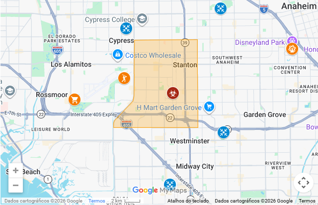 A zona de evacuação do incidente químico em Garden Grove está sinalizada com a cor amarela