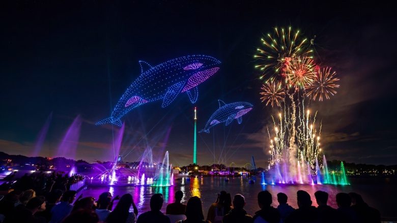 Imagem de divulgação do novo show de drones do SeaWorld em 2026