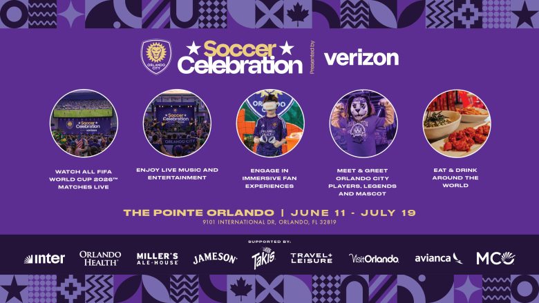 Arte de divulgação do Orlando City Soccer Celebration em Orlando